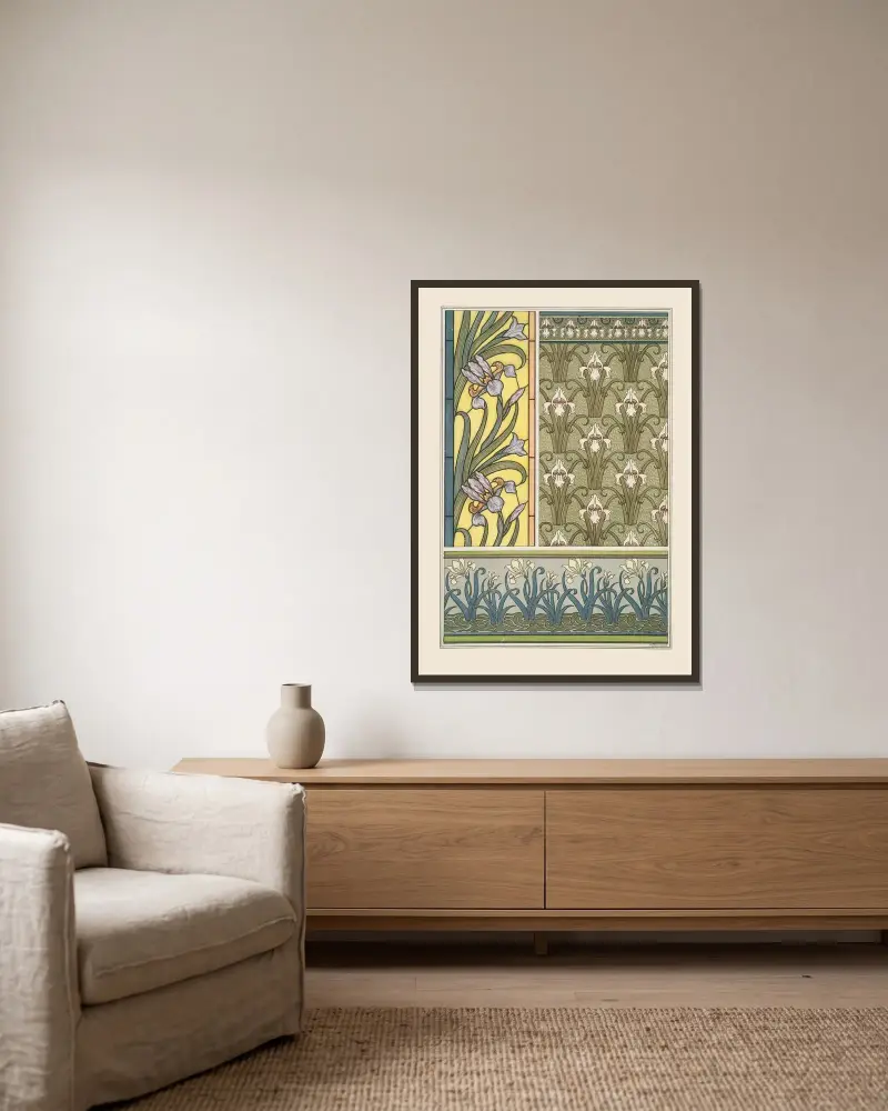 Iris 2 von Maurice Pillard Verneuil gerahmt an einer Wand