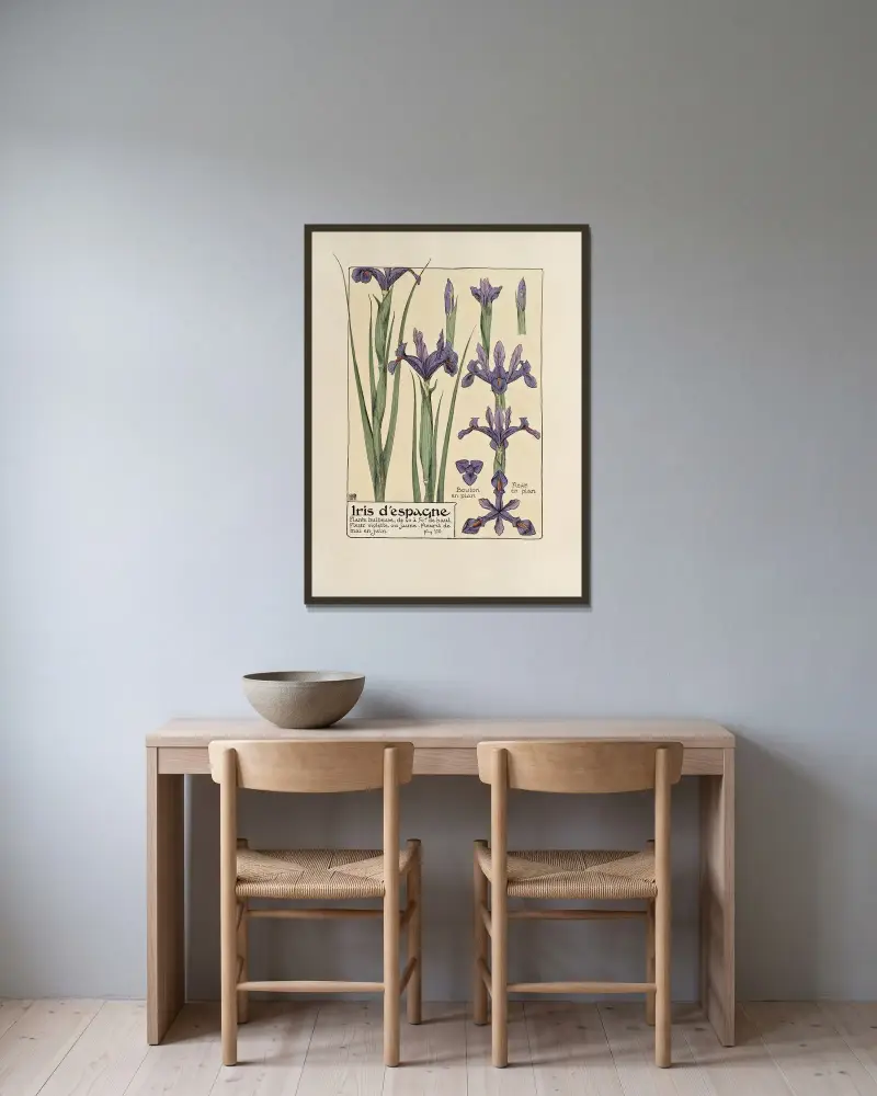 Iris d’espangne von Maurice Pillard Verneuil gerahmt an einer Wand