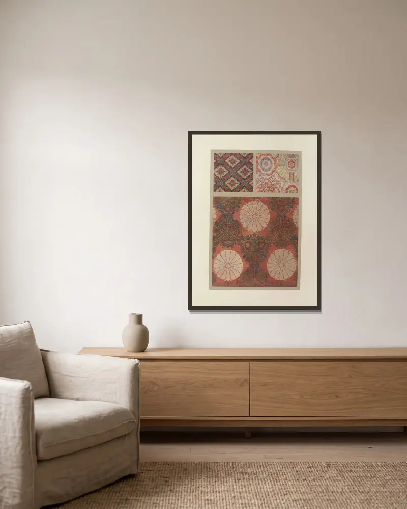 Geometrische Motive; ornamentale Motive; ornamentale Motive von Maurice Pillard Verneuil gerahmt an einer Wand