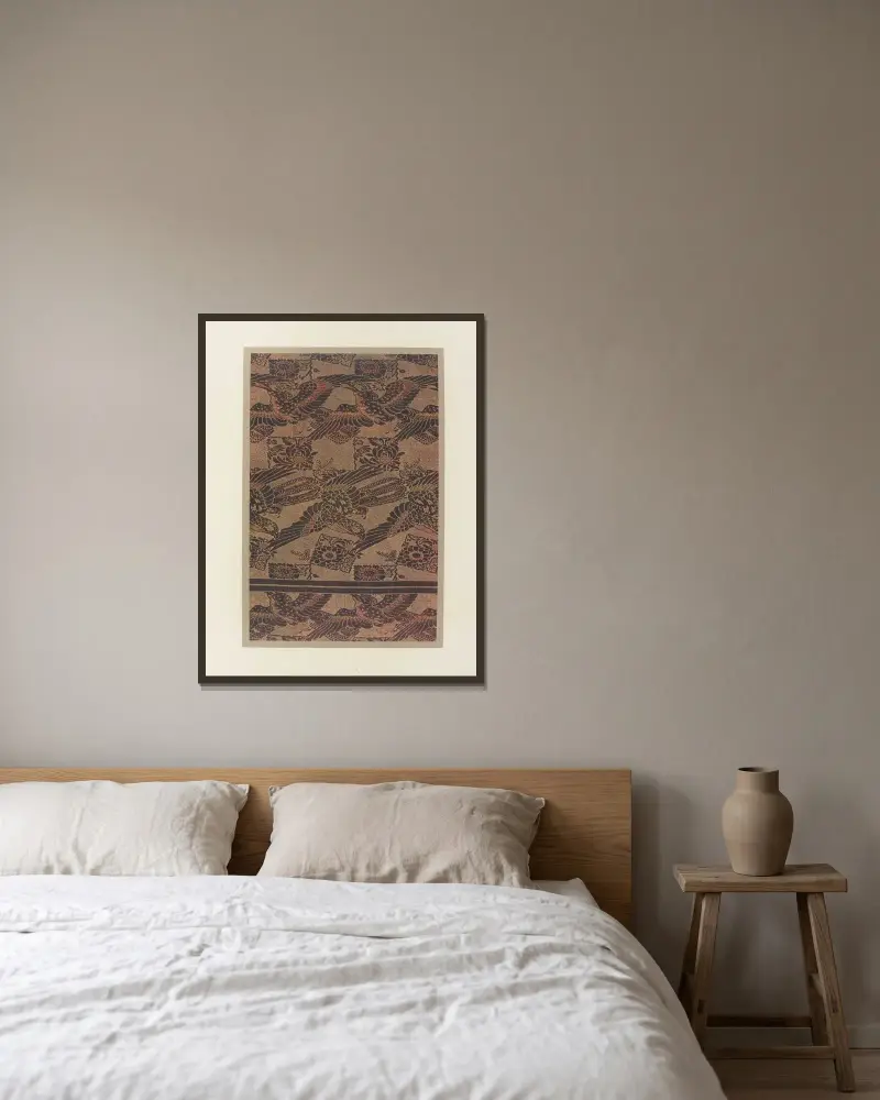Fåglar i flykt av Maurice Pillard Verneuil inramad på en vägg