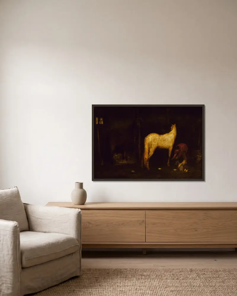 Ve stáji, Albert Pinkham Ryder v rámu na stěně