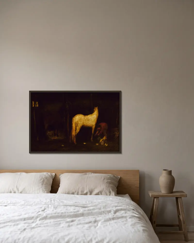 Ve stáji, Albert Pinkham Ryder v rámu na stěně