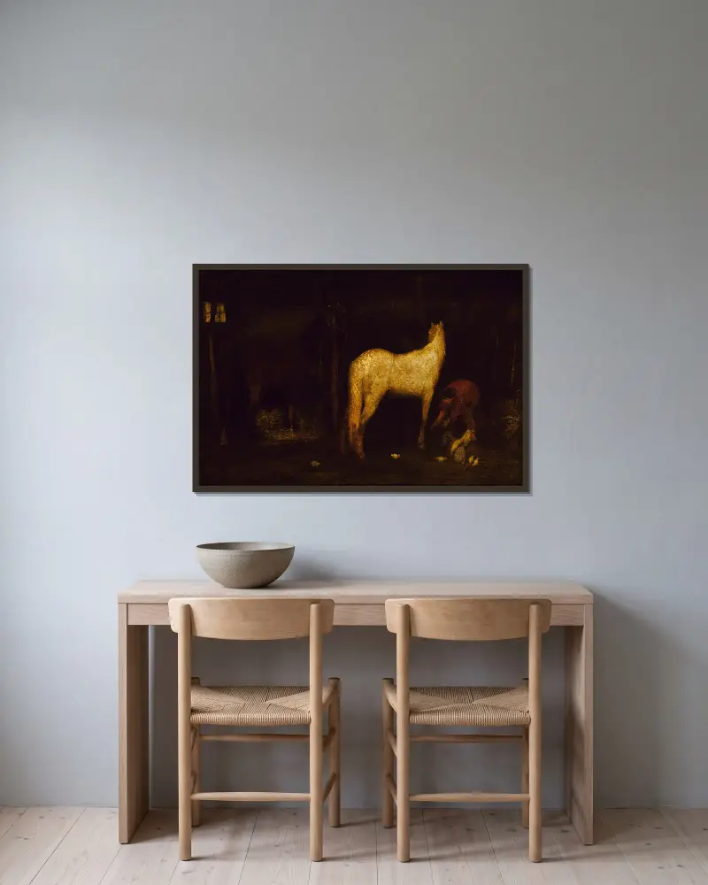 Ve stáji, Albert Pinkham Ryder v rámu na stěně
