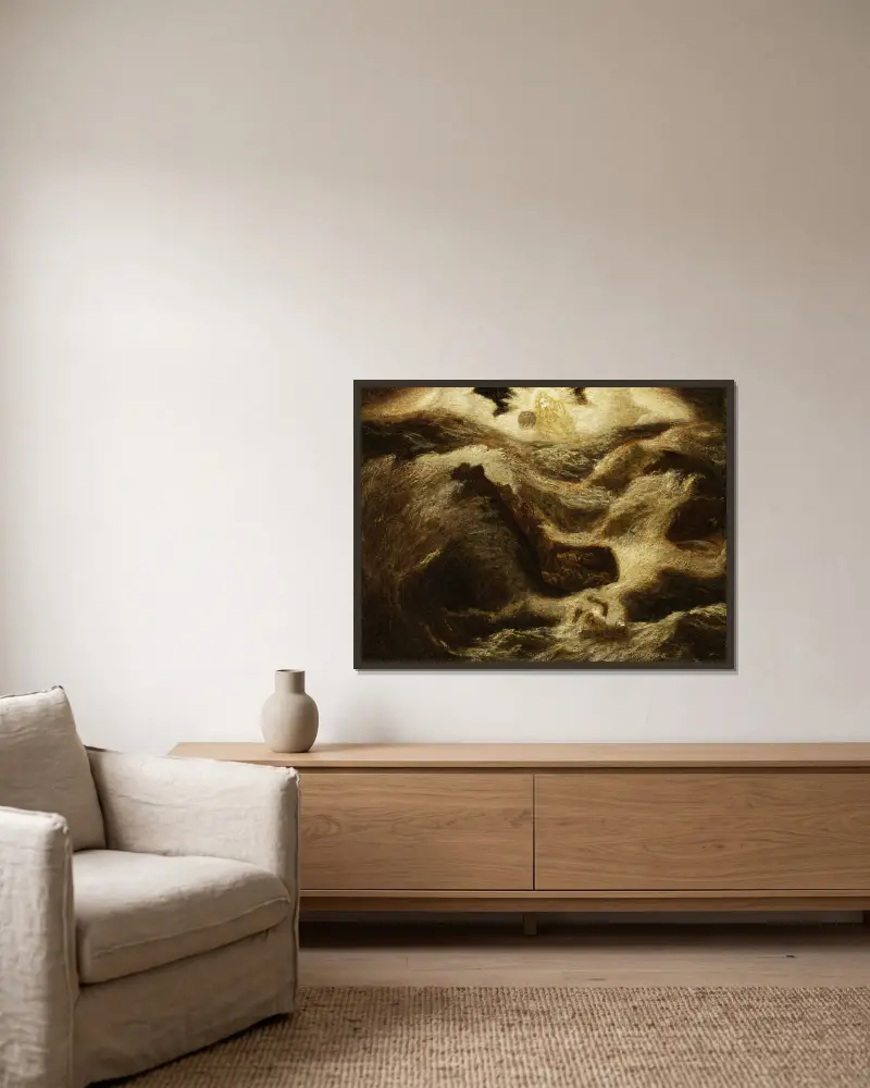 Jona von Albert Pinkham Ryder gerahmt an einer Wand
