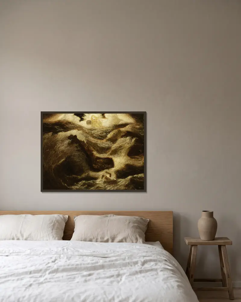 Jona von Albert Pinkham Ryder gerahmt an einer Wand