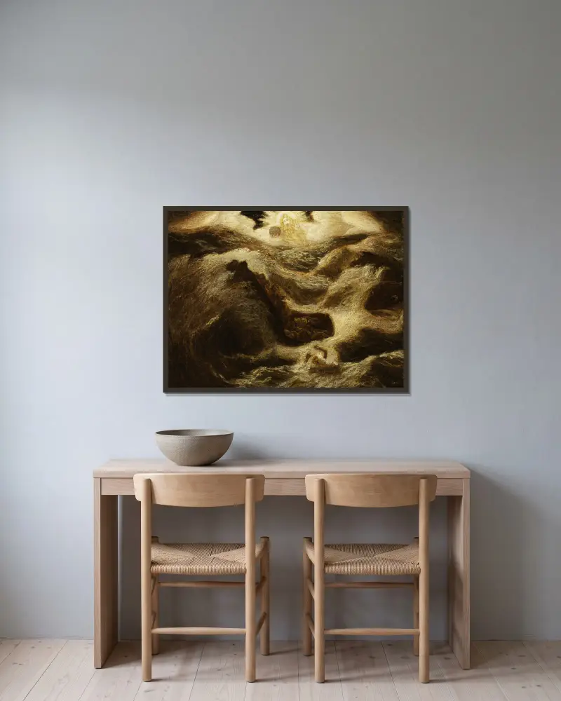 Jona von Albert Pinkham Ryder gerahmt an einer Wand