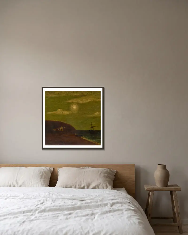 Küstenlandschaft von Albert Pinkham Ryder gerahmt an einer Wand
