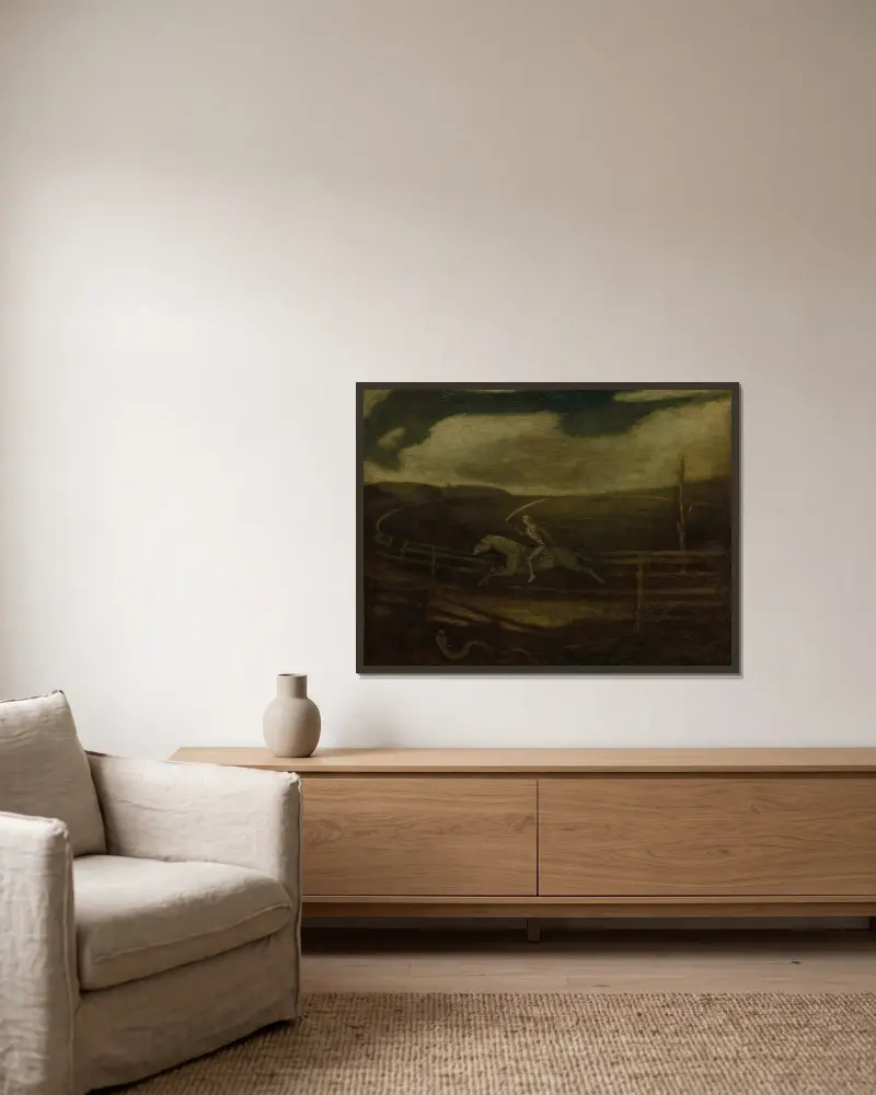 Závodiště (Smrt na bledém koni), Albert Pinkham Ryder v rámu na stěně