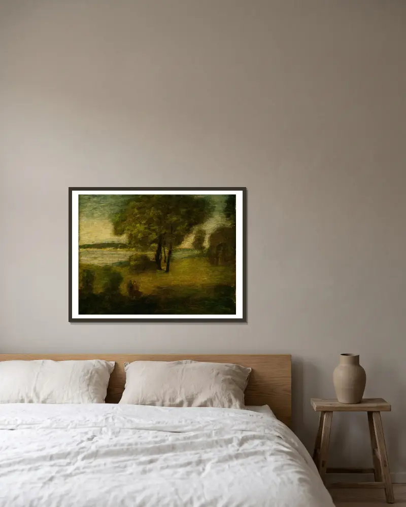 Der Fluss von Albert Pinkham Ryder gerahmt an einer Wand