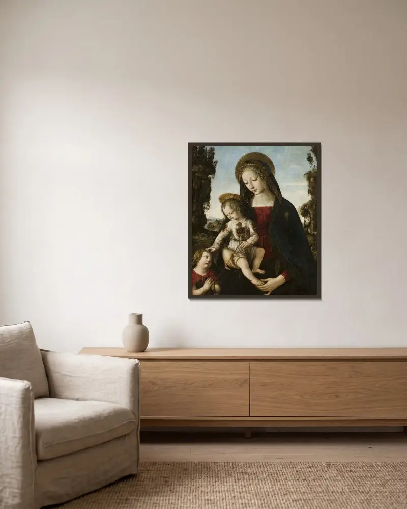 Madonna with Child Jesus and St. John av Pinturicchio inramad på en vägg