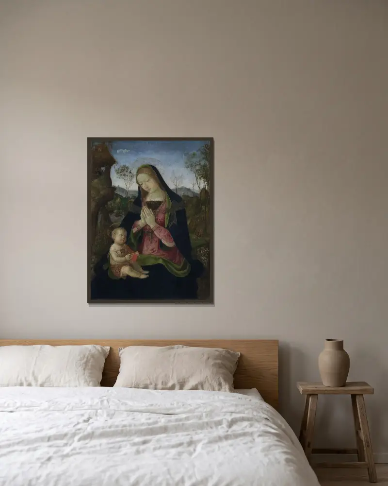 Virgin and Child av Pinturicchio inramad på en vägg