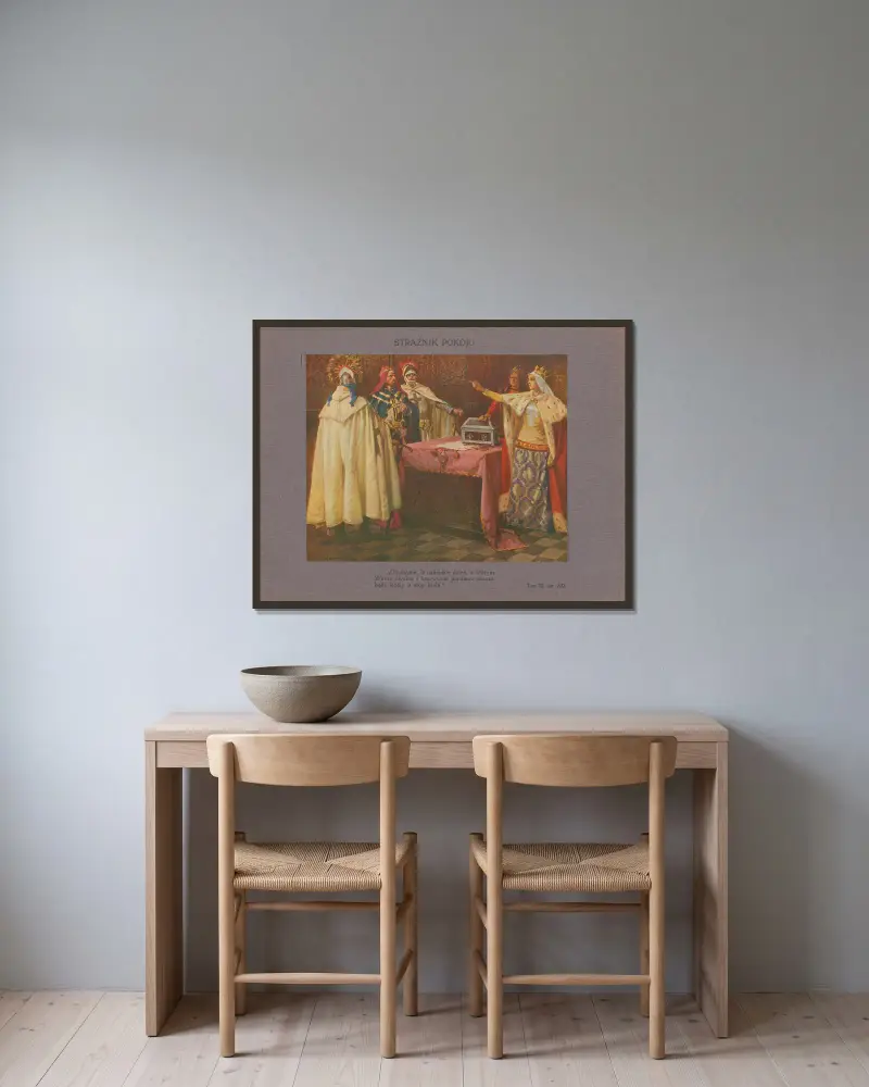 Friedenswächter von Piotr Stachiewicz gerahmt an einer Wand