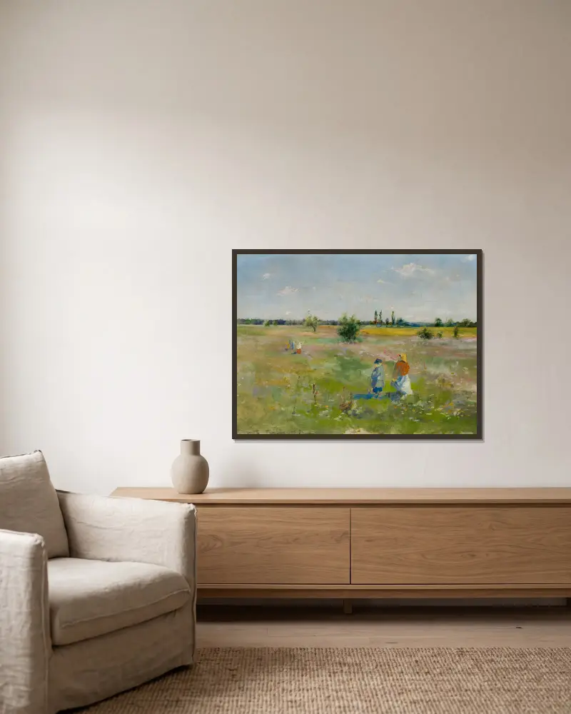 Auf der Wiese von Władysław Podkowiński gerahmt an einer Wand