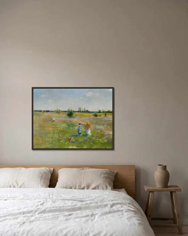 Auf der Wiese von Władysław Podkowiński gerahmt an einer Wand