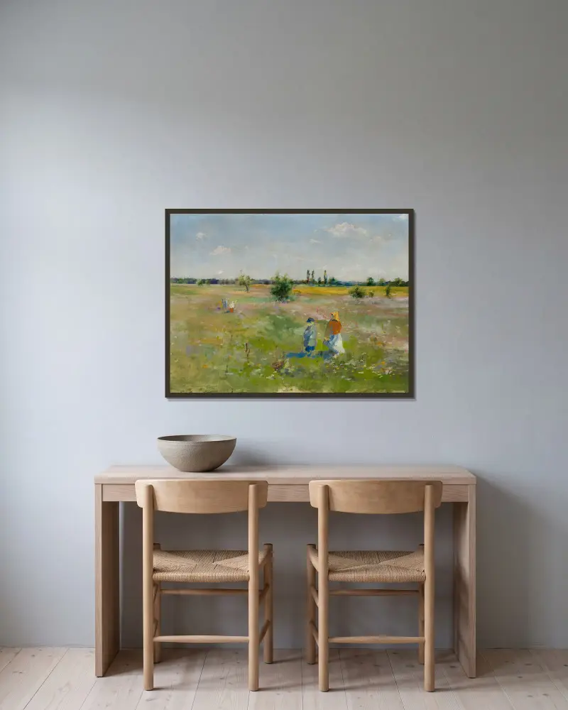 Auf der Wiese von Władysław Podkowiński gerahmt an einer Wand