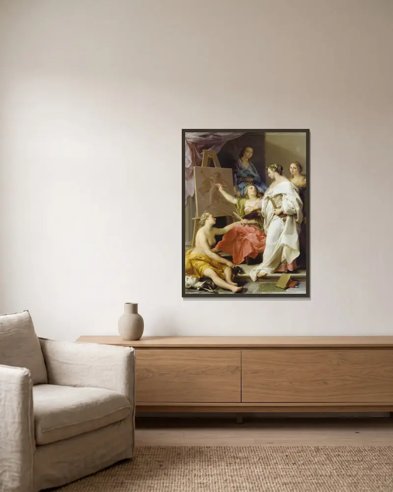 Allegory of the Arts av Pompeo Batoni inramad på en vägg