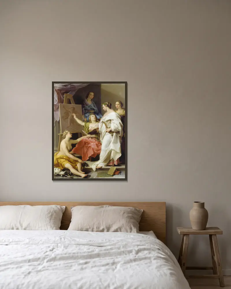 Allegory of the Arts av Pompeo Batoni inramad på en vägg