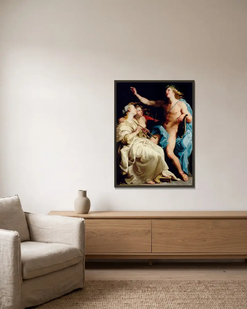 Apollón a dvě múzy, Pompeo Batoni v rámu na stěně
