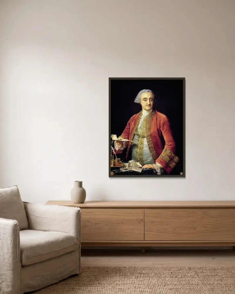 Manuel de Roda y Arrieta av Pompeo Batoni inramad på en vägg