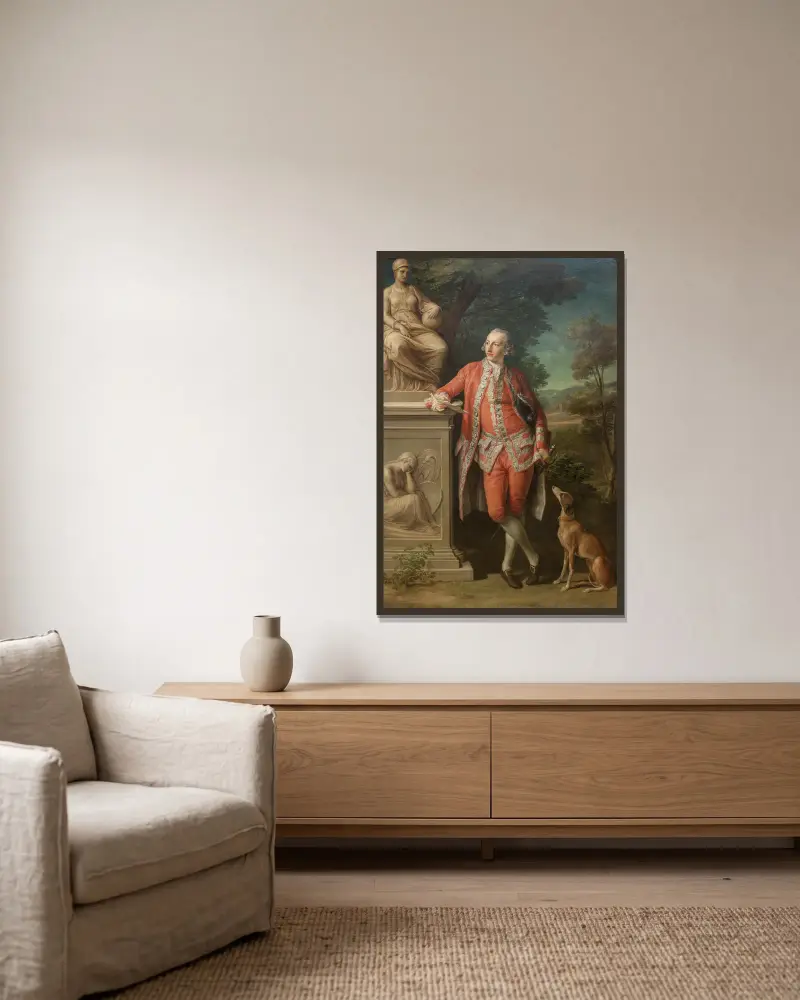 Peter Beckford, landowner, Dorset av Pompeo Batoni inramad på en vägg