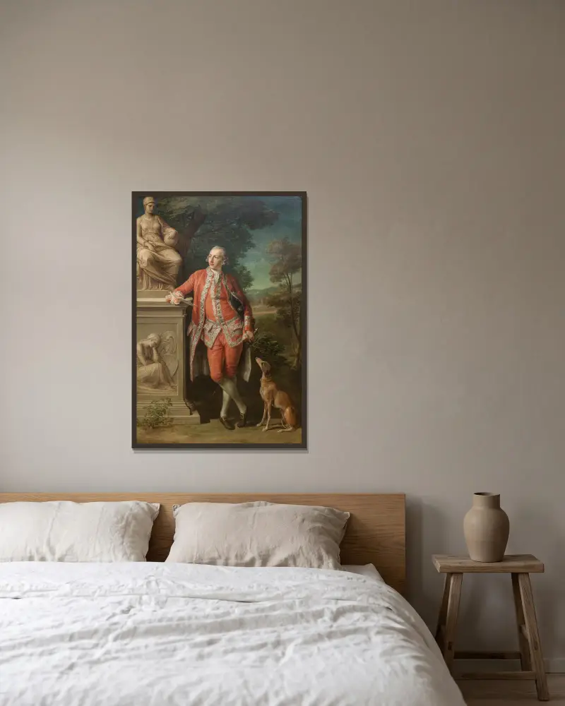 Peter Beckford, landowner, Dorset av Pompeo Batoni inramad på en vägg