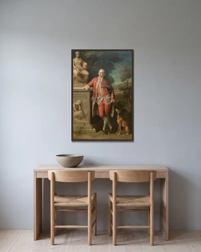 Peter Beckford, landowner, Dorset av Pompeo Batoni inramad på en vägg
