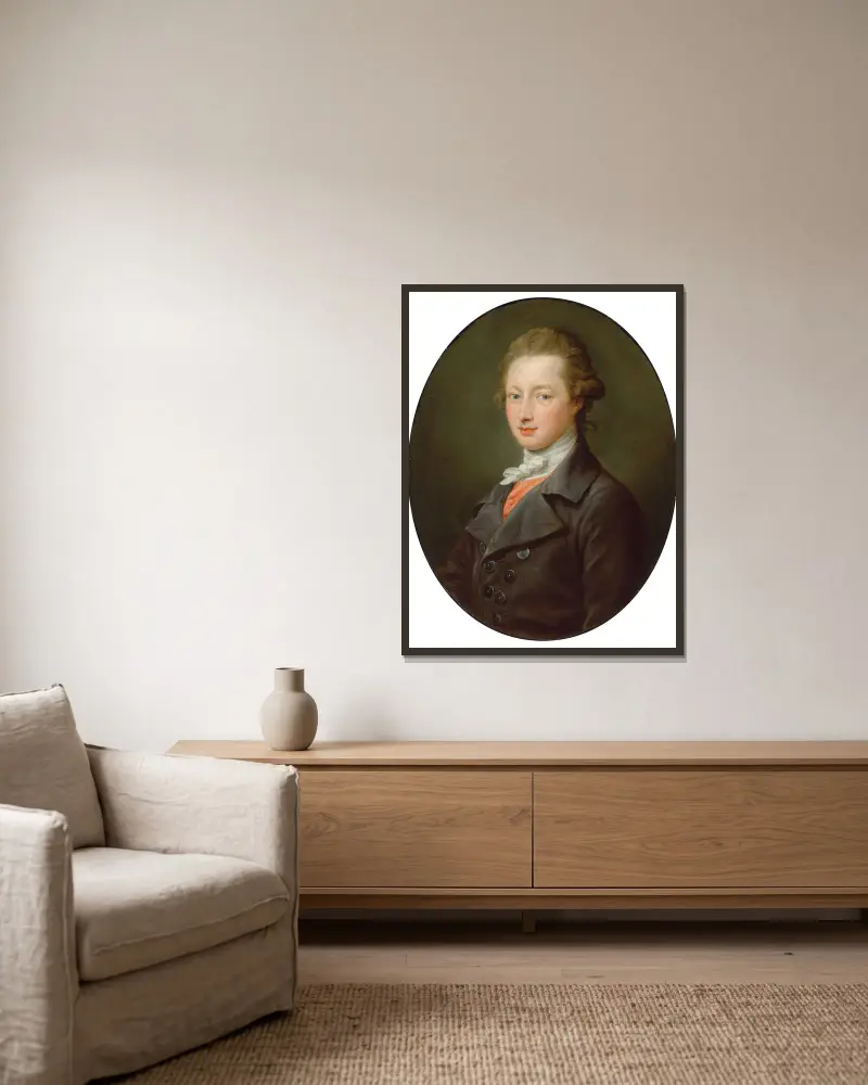 Portrait of a gentleman – nr 1 av Pompeo Batoni inramad på en vägg