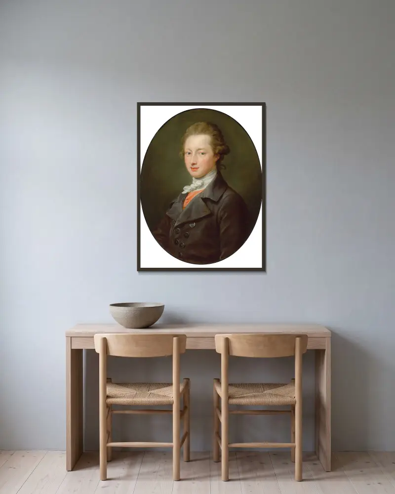 Portrait of a gentleman – nr 1 av Pompeo Batoni inramad på en vägg