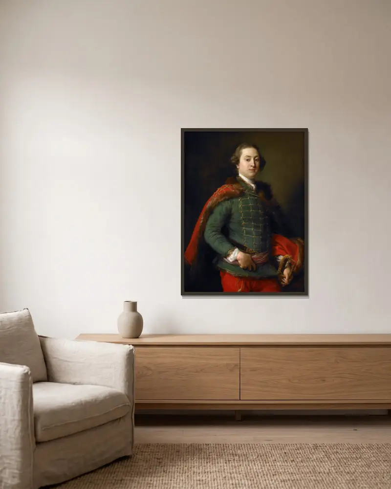 Porträtt av John Woodyeare av Pompeo Batoni inramad på en vägg