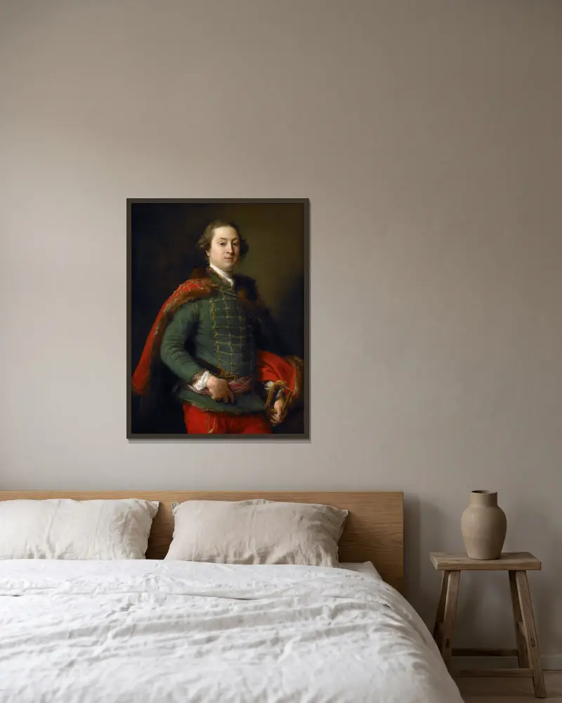 Porträtt av John Woodyeare av Pompeo Batoni inramad på en vägg