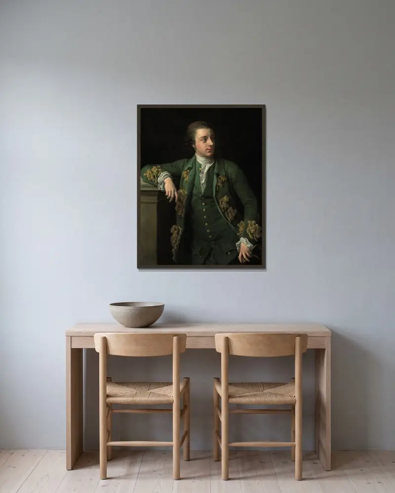 Porträtt av Thomas Fortescue av Pompeo Batoni inramad på en vägg