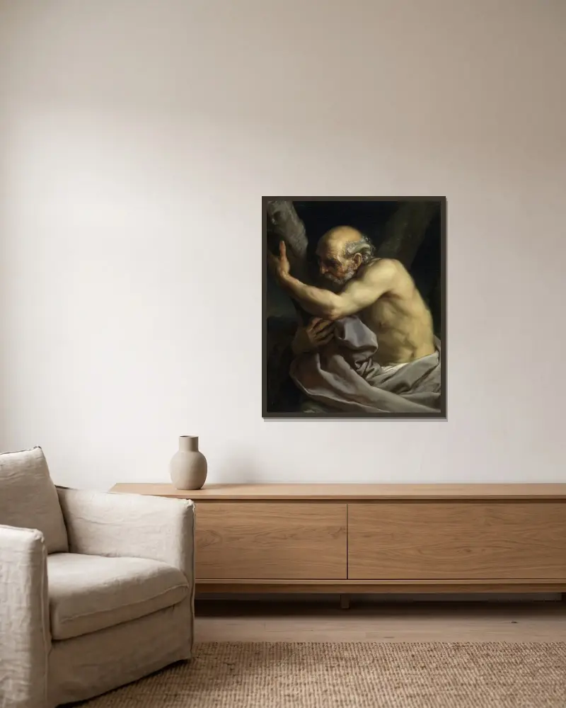 Sankt Andreas av Pompeo Batoni inramad på en vägg