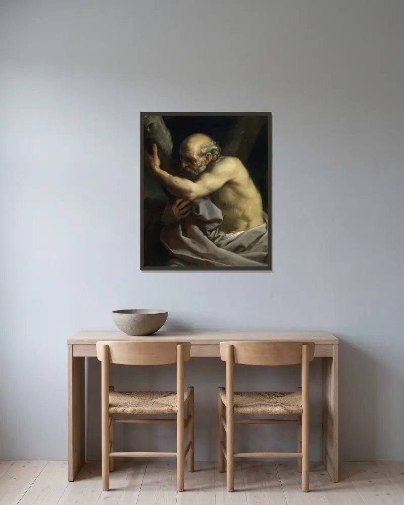 Sankt Andreas av Pompeo Batoni inramad på en vägg