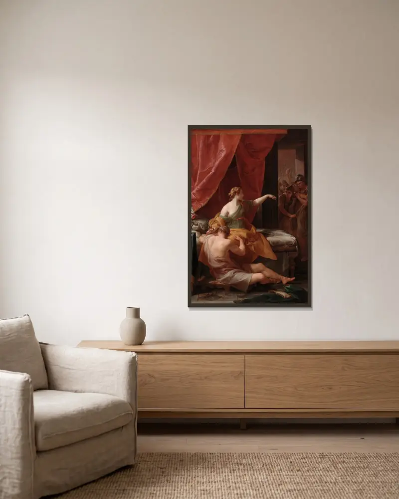 Simson und Delila von Pompeo Batoni gerahmt an einer Wand