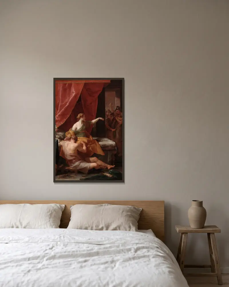Simson und Delila von Pompeo Batoni gerahmt an einer Wand