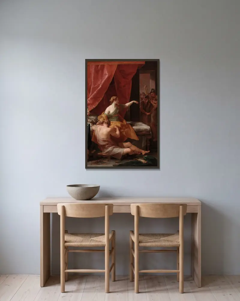 Simson und Delila von Pompeo Batoni gerahmt an einer Wand