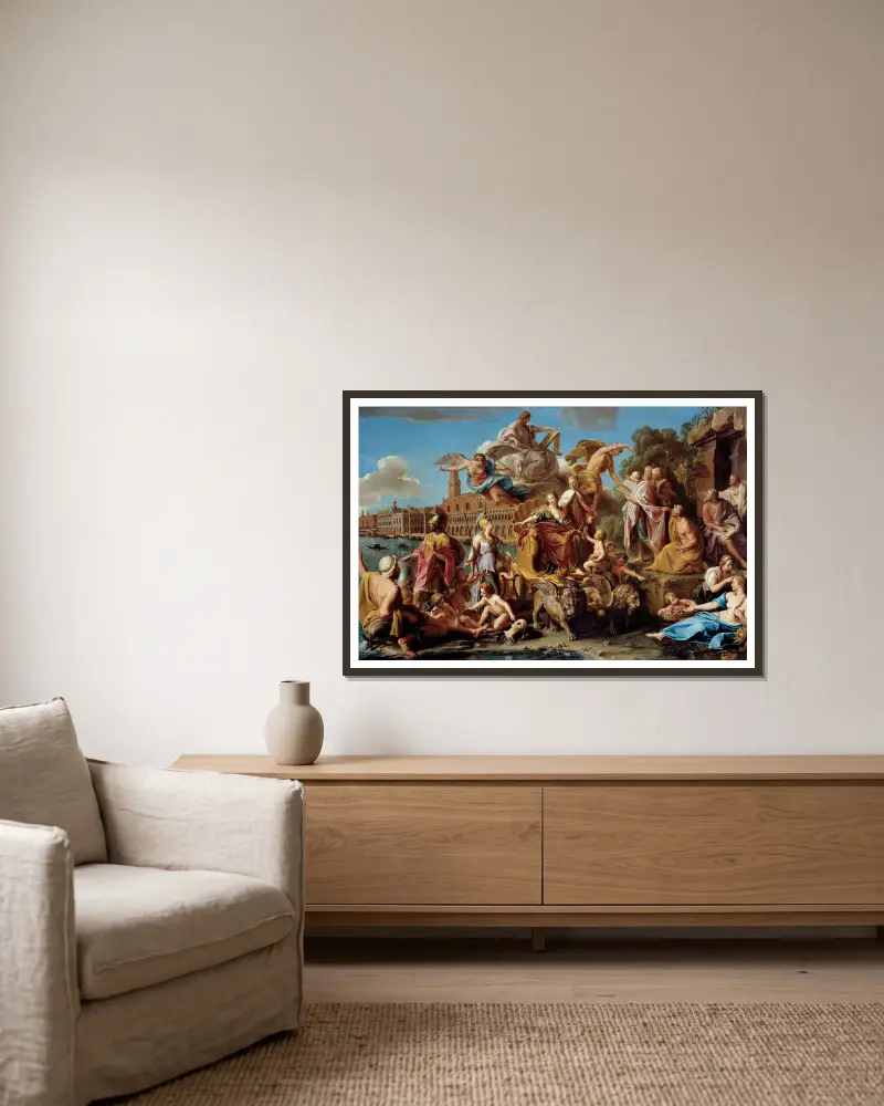 The Triumph Of Venice (C 1737) av Pompeo Batoni inramad på en vägg