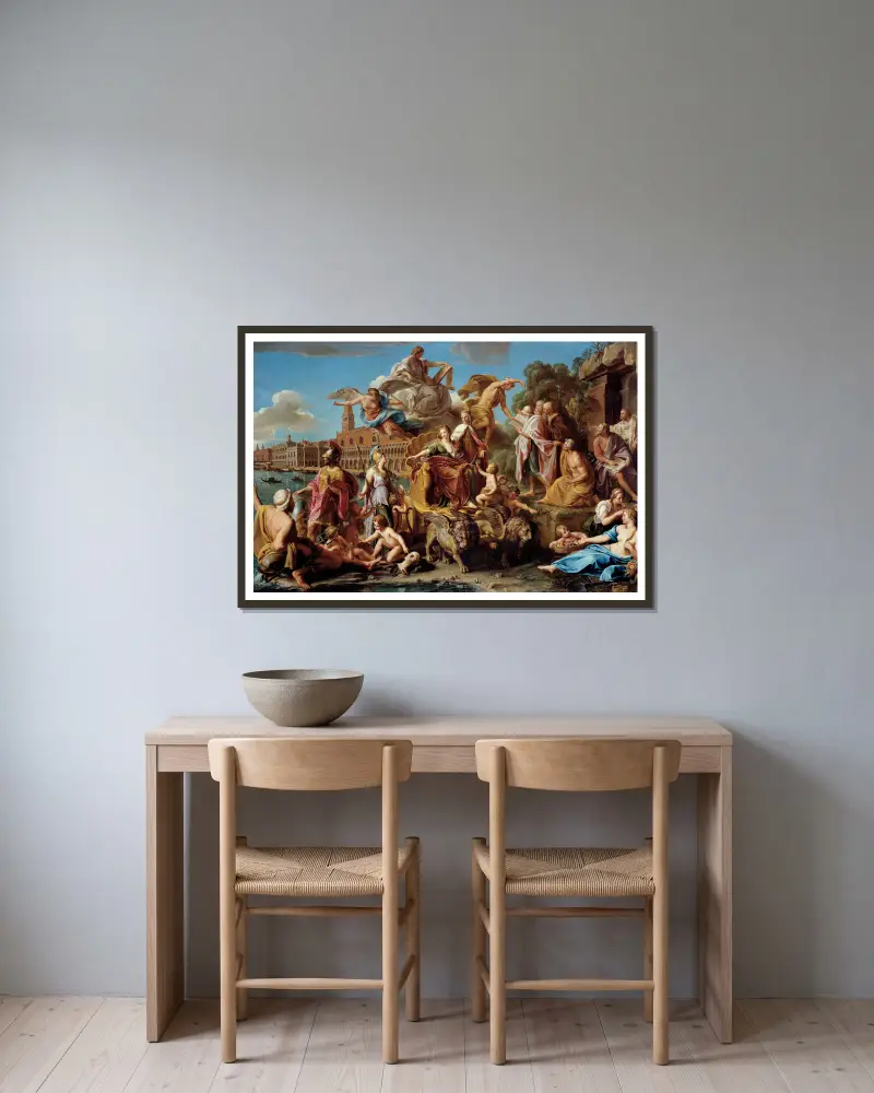 The Triumph Of Venice (C 1737) av Pompeo Batoni inramad på en vägg