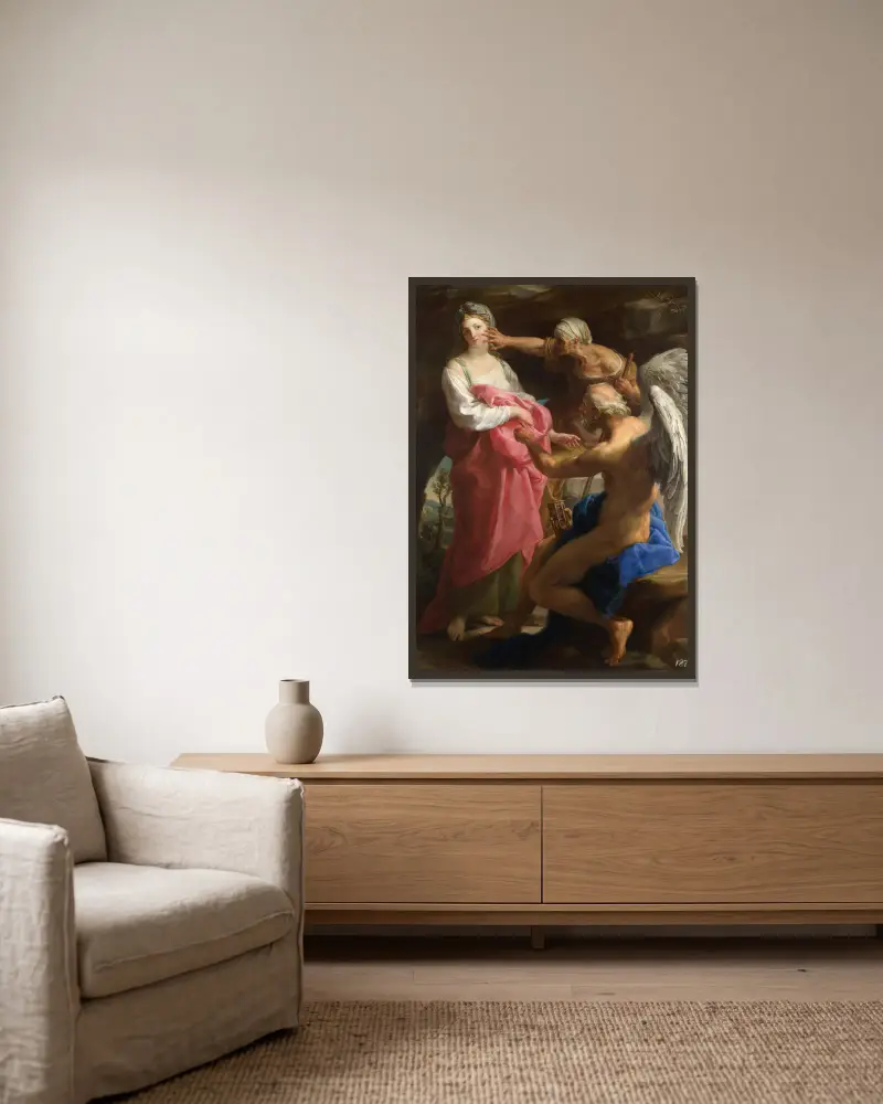 Time Orders Old Age To Destroy Beauty av Pompeo Batoni inramad på en vägg