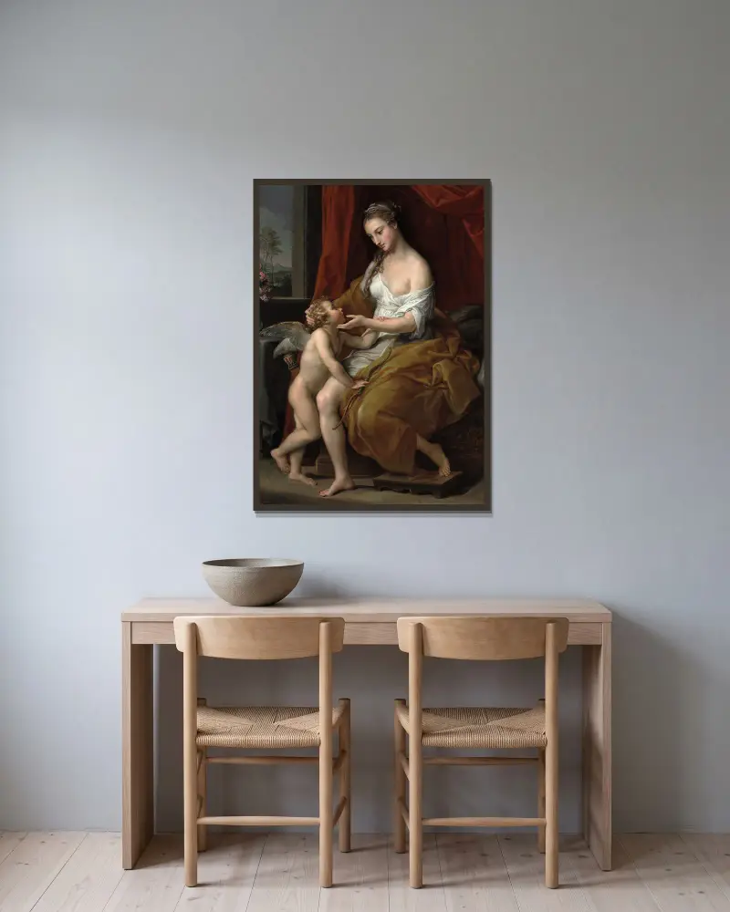 Venuše hladí Amora, Pompeo Batoni v rámu na stěně