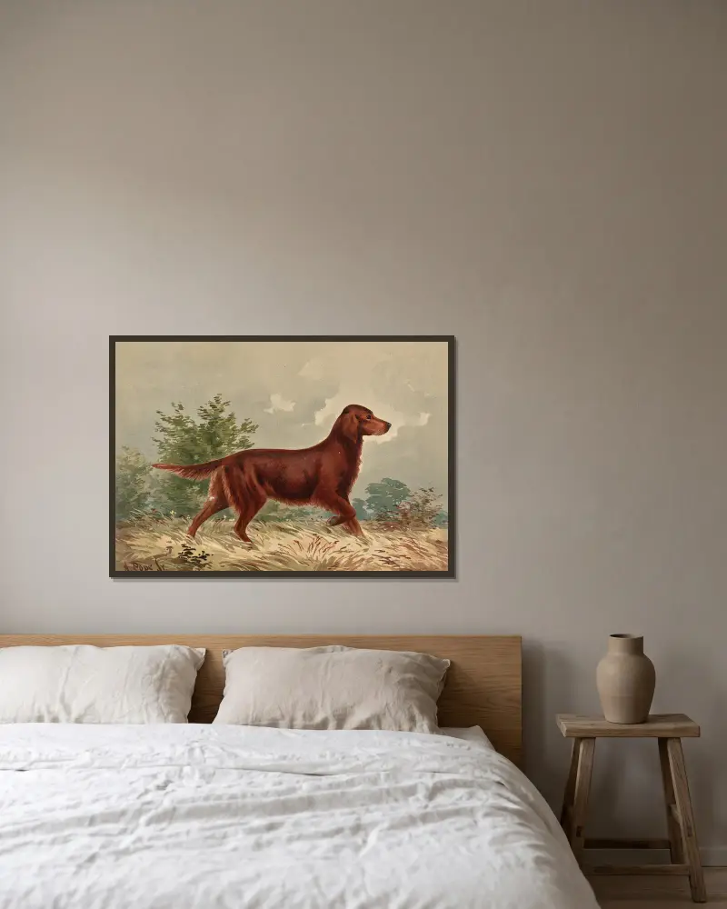 Stehender Flat-Coated Retriever, nach rechts gewandt von Alexander Pope Jr. gerahmt an einer Wand