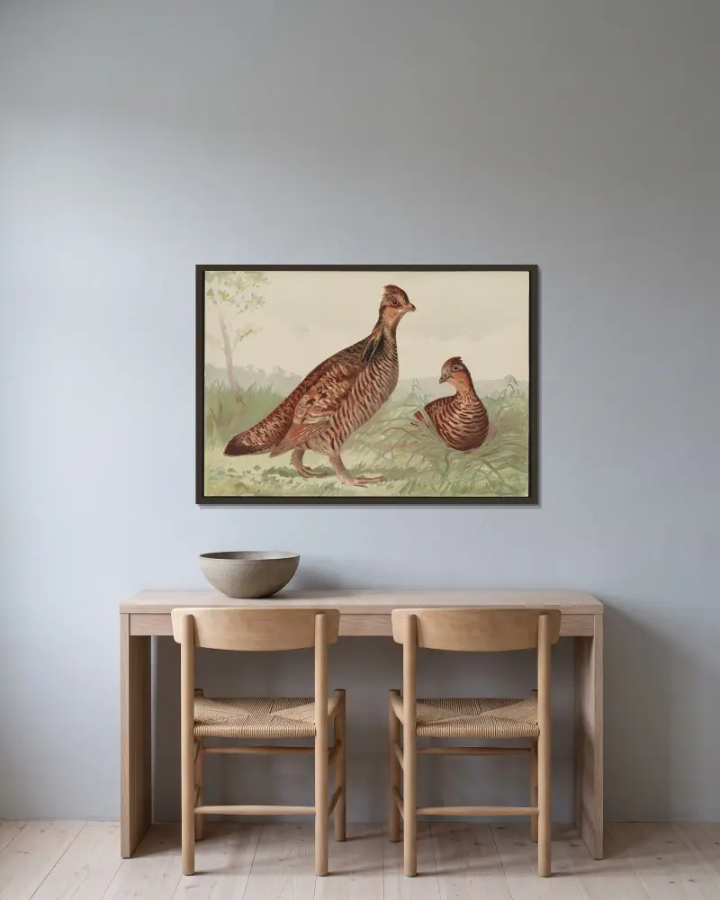 The pinneated grouse (Cupidonia cupido) av Alexander Pope Jr. inramad på en vägg