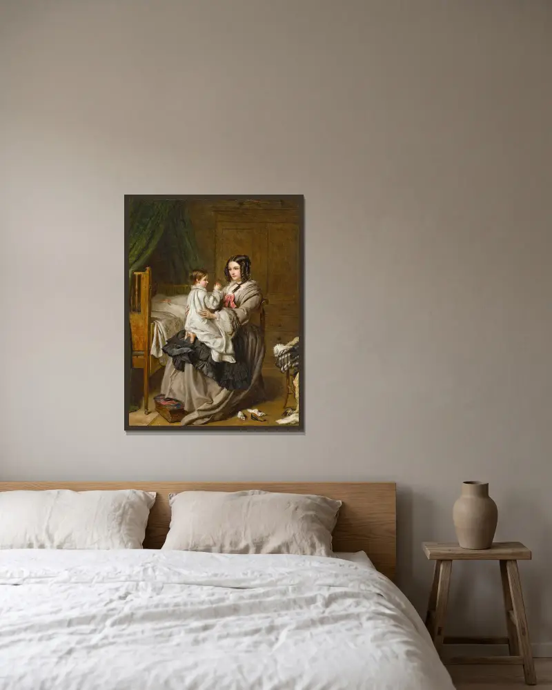 Schlafenszeit (Abendgebet) von William Powell Frith gerahmt an einer Wand
