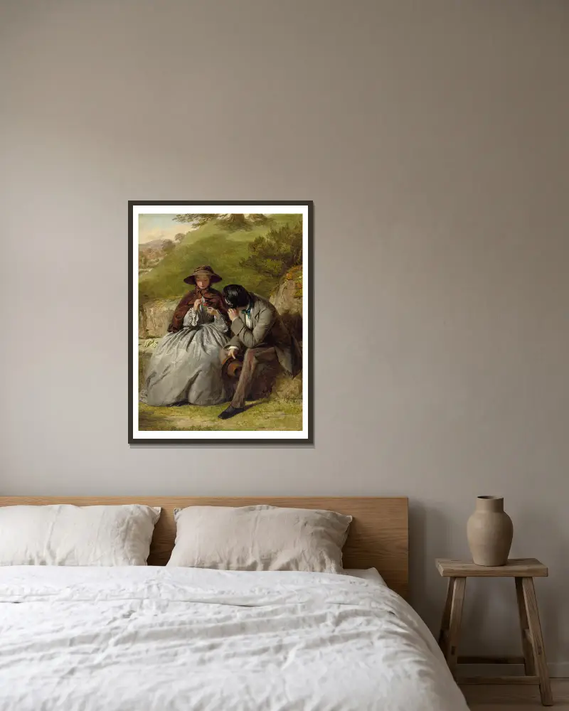 Die Liebenden von William Powell Frith gerahmt an einer Wand