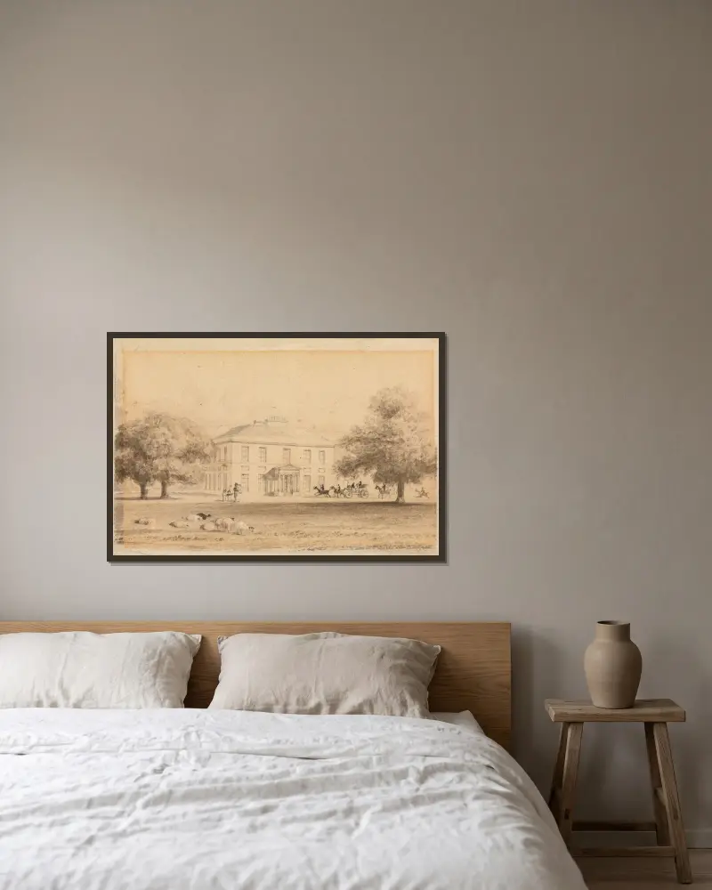 Gaunt's House, Wimborne av John Preston Neale inramad på en vägg