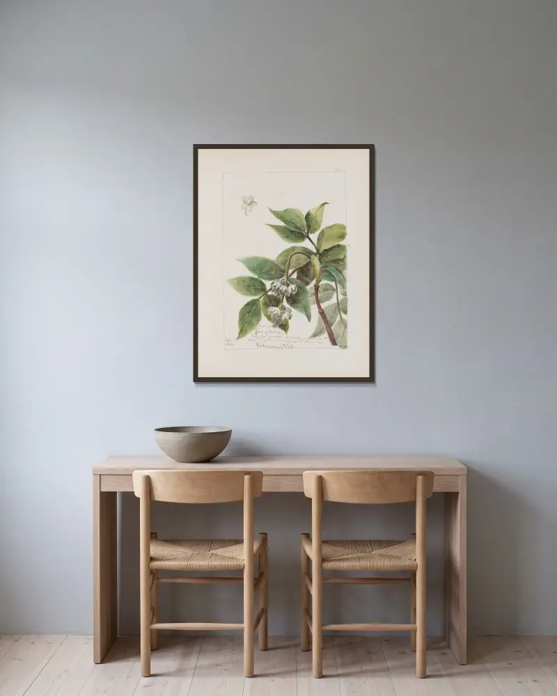 Botanisches Album, Tafel 332 von Constant Amable Prevost-Hersant gerahmt an einer Wand