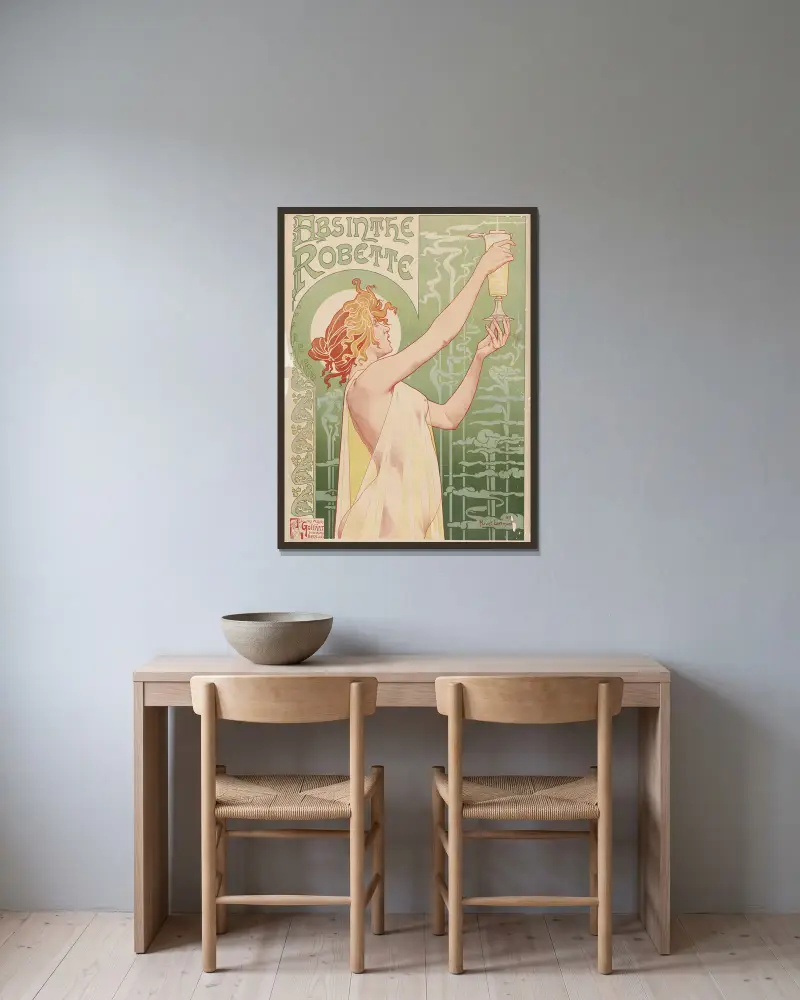 Absinthe Robette, Henri Privat-Livemont w ramie na ścianie