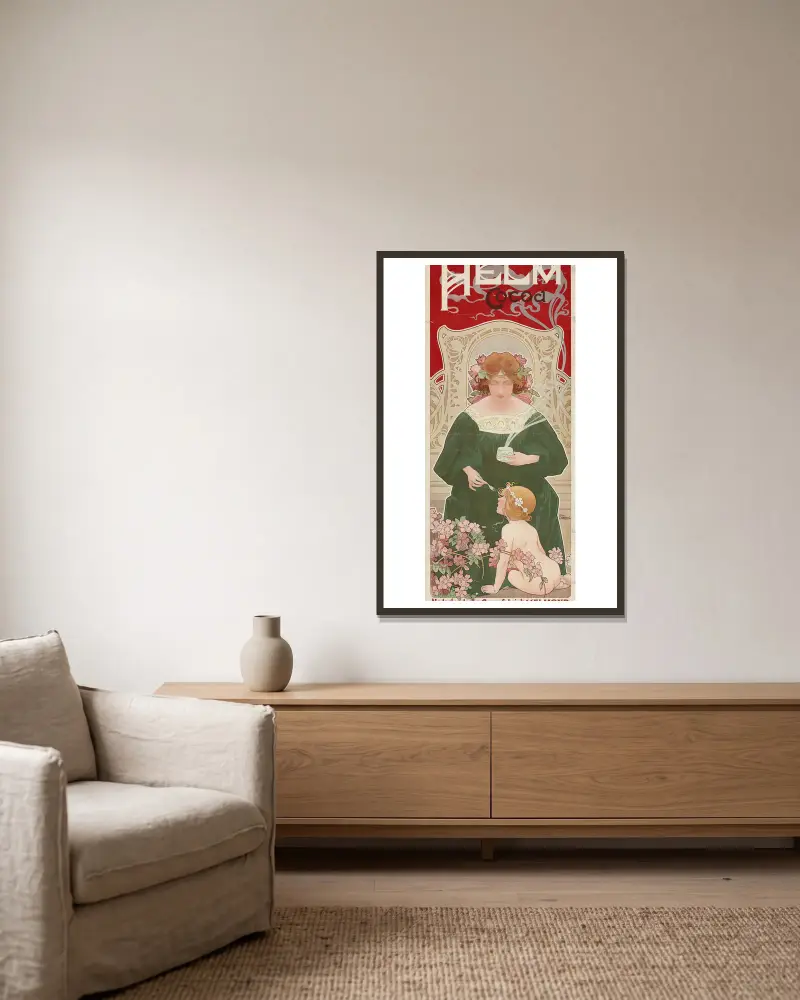 Helm Cocoa von Henri Privat-Livemont gerahmt an einer Wand
