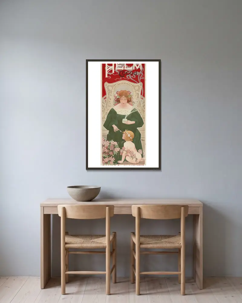 Helm Cocoa von Henri Privat-Livemont gerahmt an einer Wand