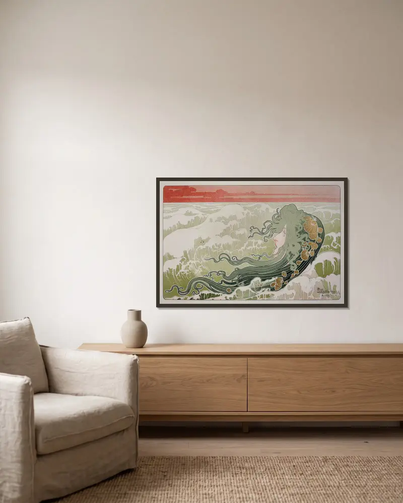 Die Welle von Henri Privat-Livemont gerahmt an einer Wand